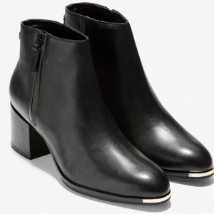 Cole Haan Grand Ambition Black Ankle Boots 6.5, Soft Calfskin, 2” heel, like new